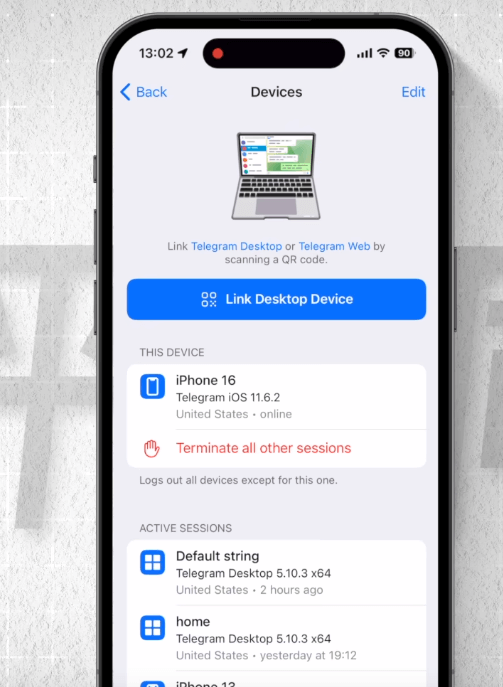纸飞机可以在设备管理页面查看和注销所有活动设备