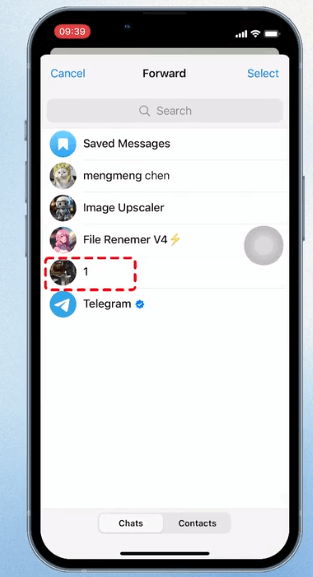 从联系人列表选择要发送的人或群